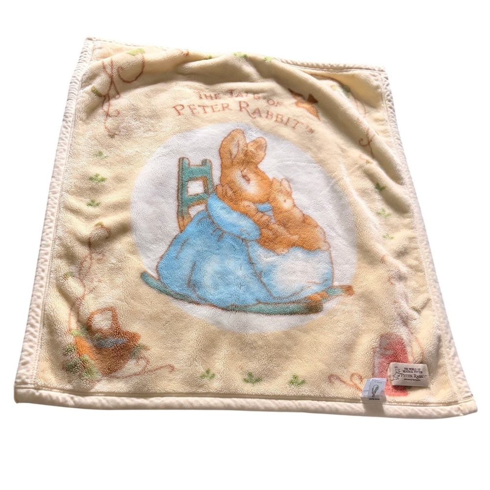 Peter Rabbit Beatrix Potter Hooded Baby Blanket Cream Blue 80x100cm Japan
